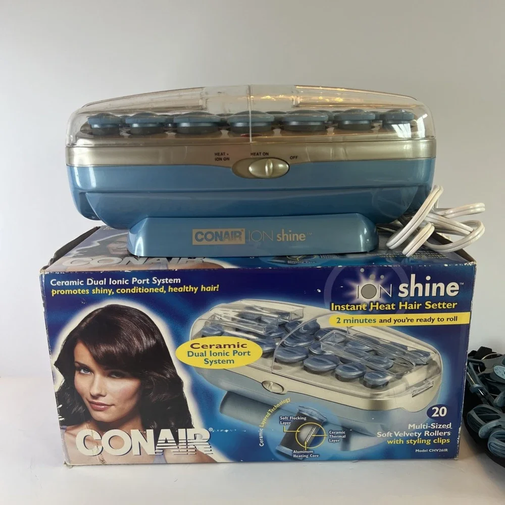 Vintage 2003 Conair Ion Shine CHV26IR Hot Rollers Hair Setter 20 Rollers Clips
